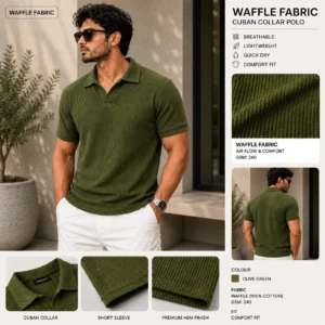 Premium Waffle Cuban Polo